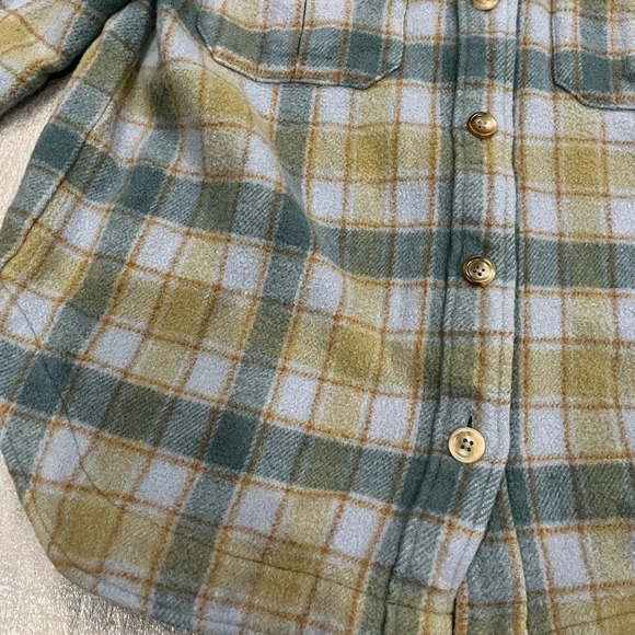 [M]ElWinG Heavy Green/ Blue Plaid Wool Blend OverShirt Shacket - Picture 2 of 8